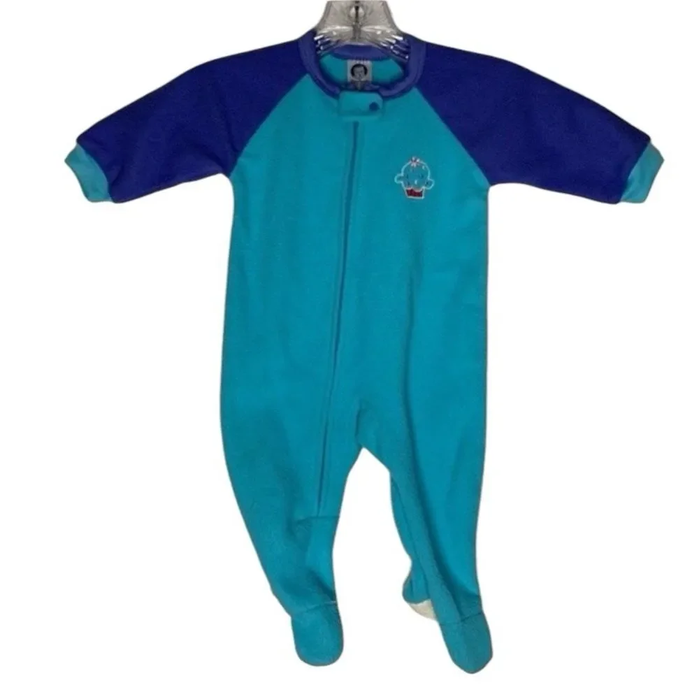 5/$15 Gerber Purple Blue Cupcake‎ Embroidered Full Zip Footed One Piece Pajamas